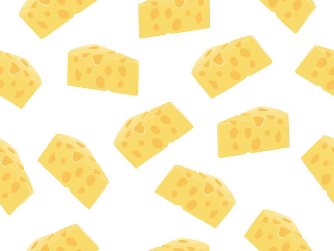 Seamless pattern of cheese slice on a white background  vector