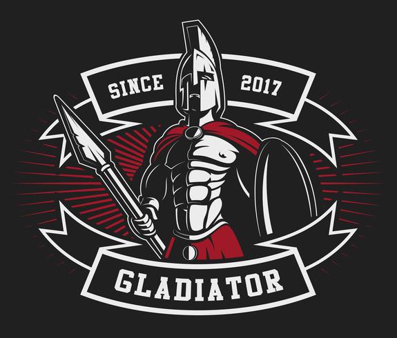 Gladiator emblem with a spear vector