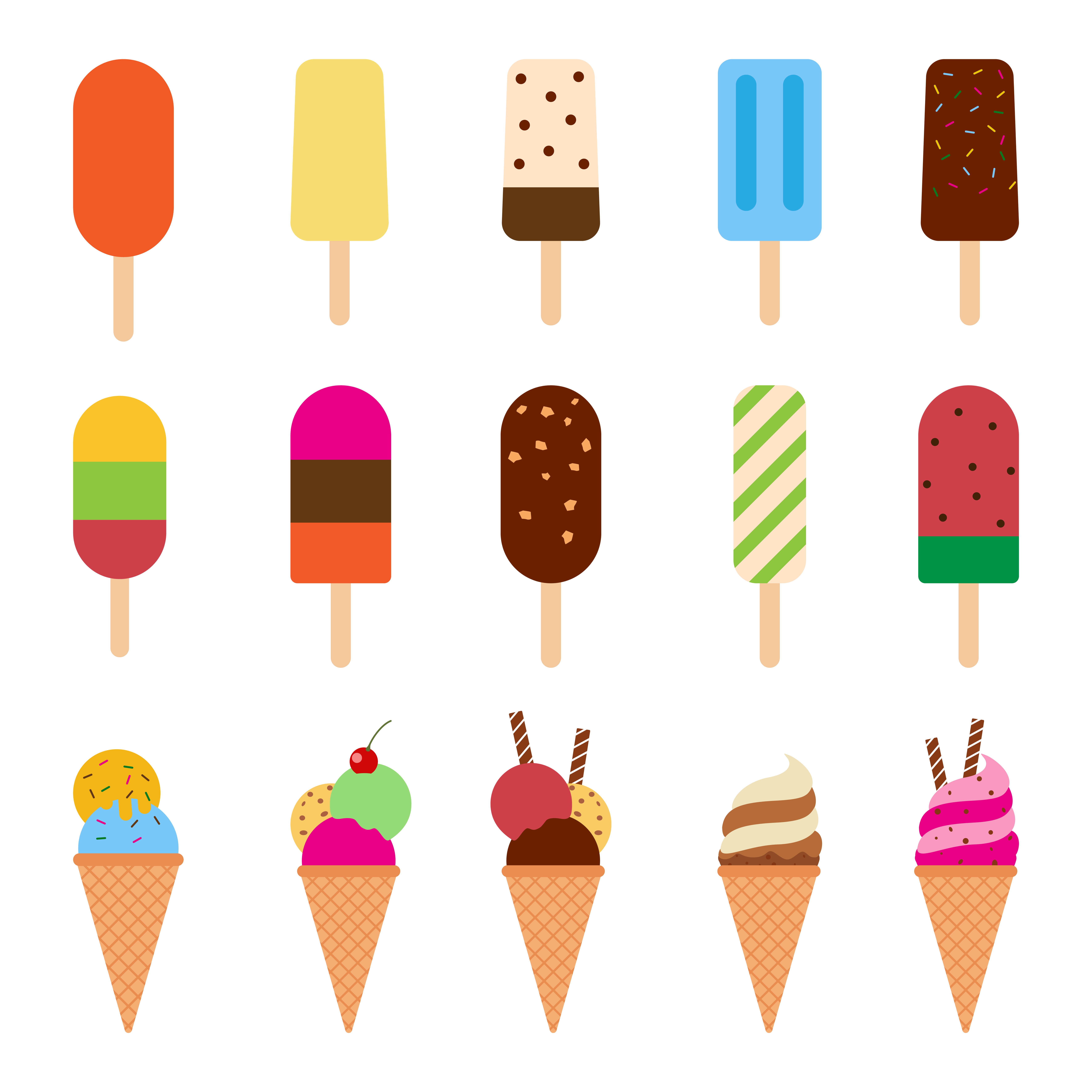 Collection Of Colorful Ice Cream Set Isolated On White Background Vector Illustration 536349 Vector Art At Vecteezy