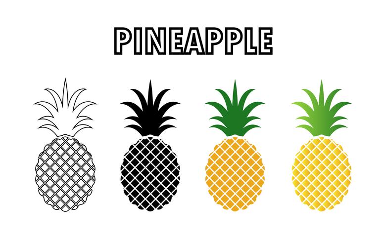 collection of pineapple icon isolated on white background. vector
