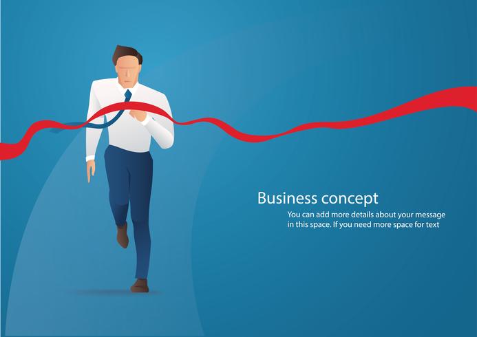 Businessman on the finishing line in competition concept vector illustration