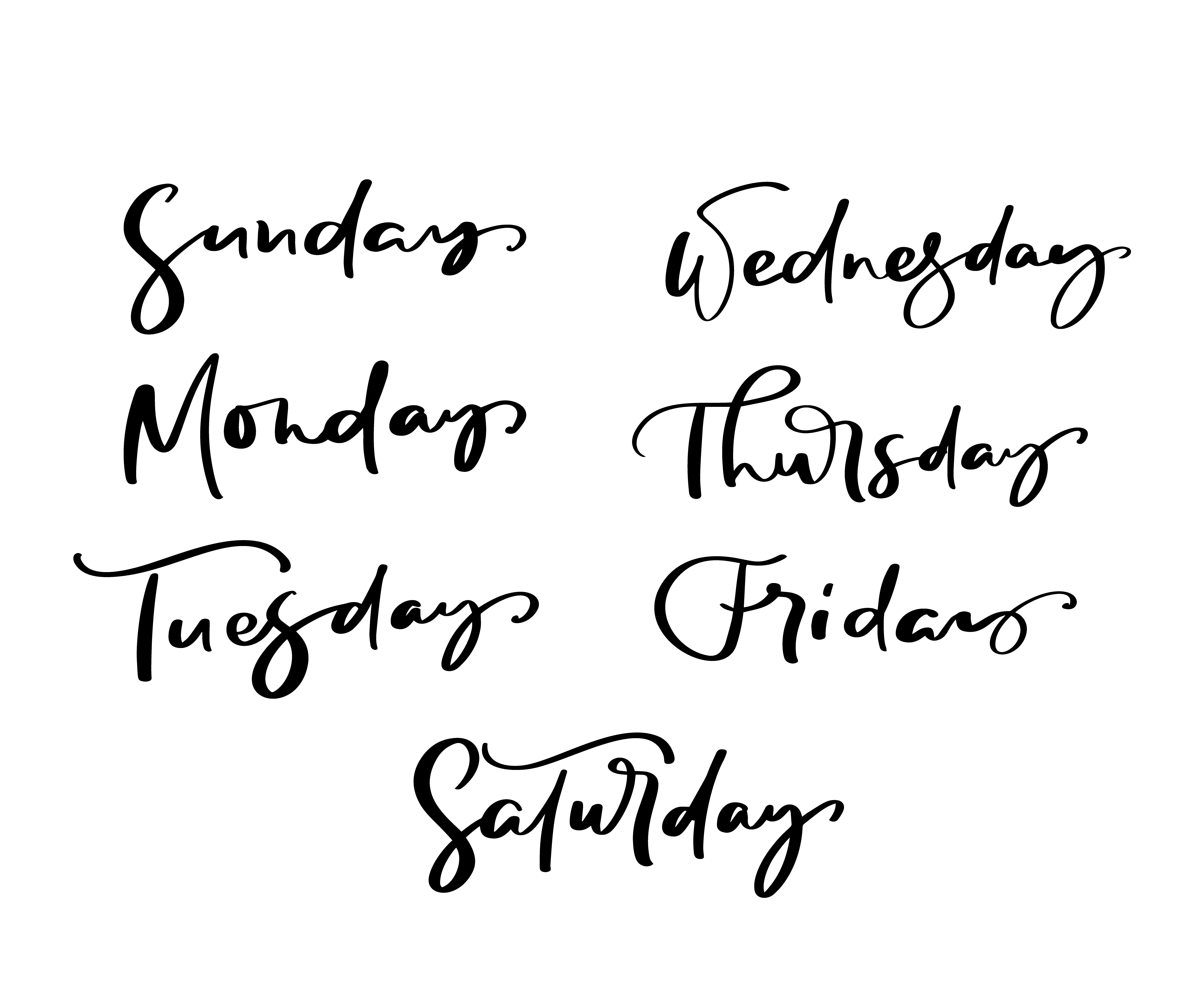 Hand Drawn Decorative Lettering Of Days Of The Week With Different Letters In Isolated On White Background For Calendar Planner Diary Decoration Sticker Poster Download Free Vectors Clipart Graphics Vector Find gifs with the latest and newest hashtags! vecteezy