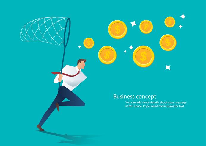 businessman trying to catch money business concept vector