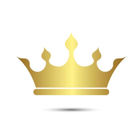 Crown symbol with Gold Color isolate on white background, vector illustration