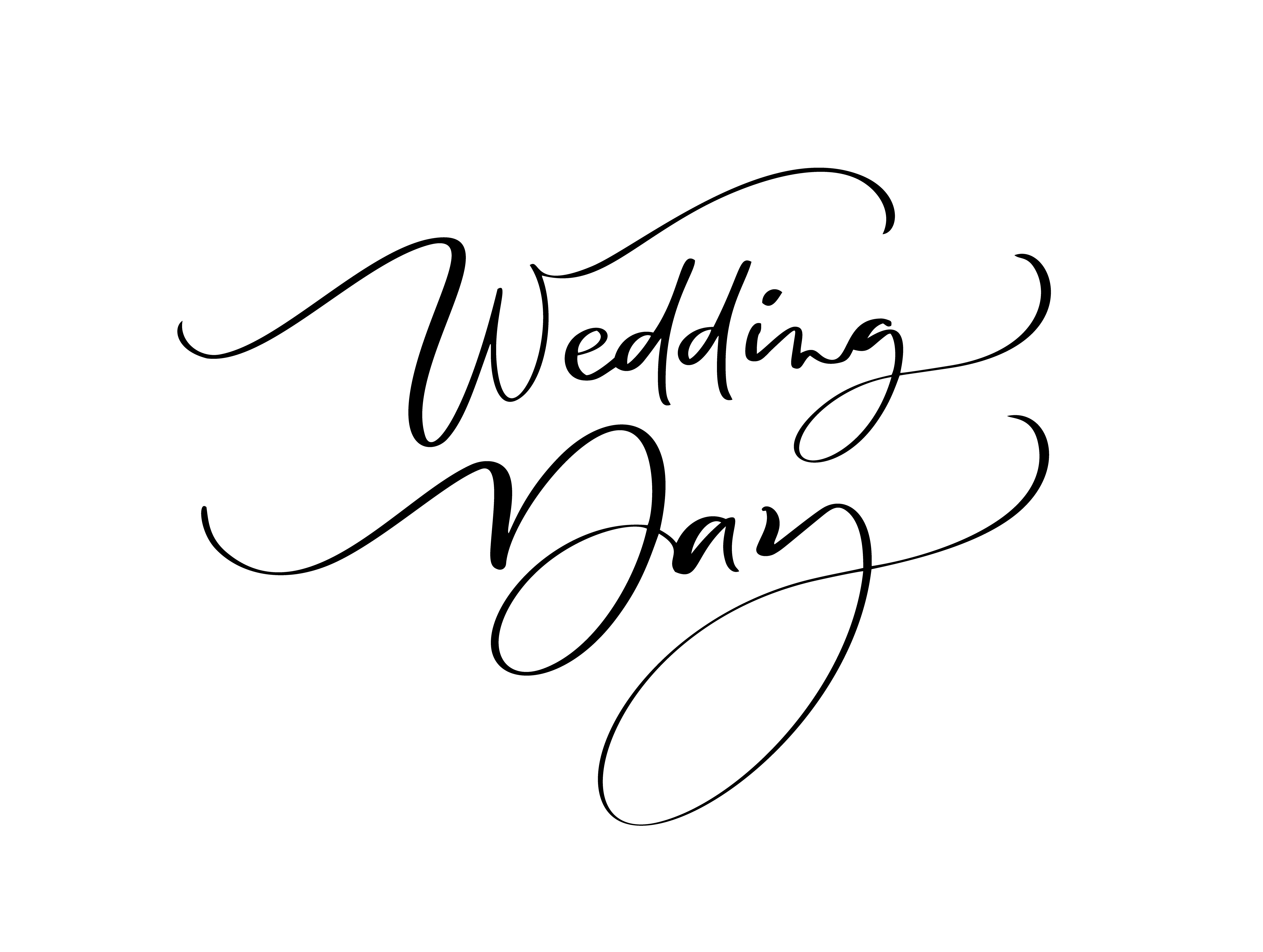 Надпись с днем свадьбы каллиграфичным шрифтом