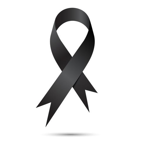 Black awareness ribbon isolate on white background, Vector illustration