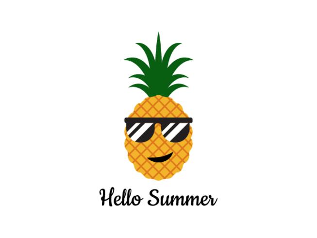 Ilustración vectorial de piña con gafas - Hola concepto de verano vector