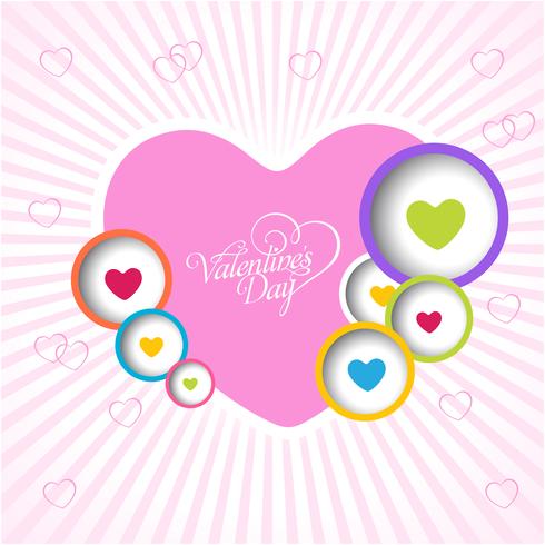 Tarjeta de felicitación feliz del amor del día de tarjeta del día de San Valentín con el corazón lleno del color. Vector