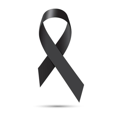 Black awareness ribbon isolate on white background, Vector illustration