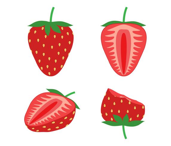 Vector illustration of set fresh strawberry isolated on white background