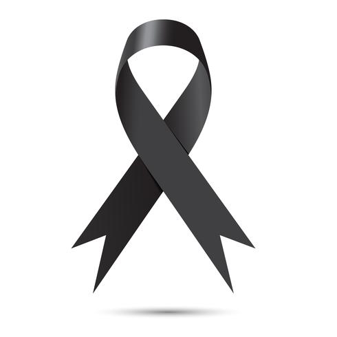 Black awareness ribbon isolate on white background, Vector illustration