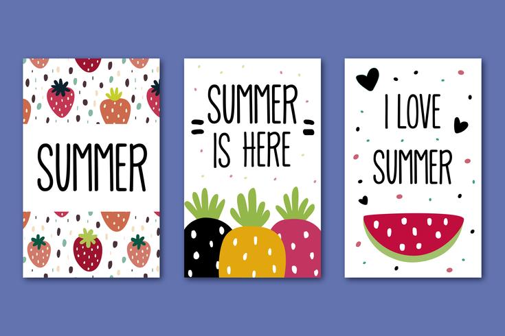 Collection of summer cards vector