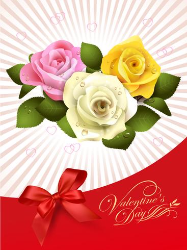 Design for happy valentine's day Greeting card with rose on abtract background, vector