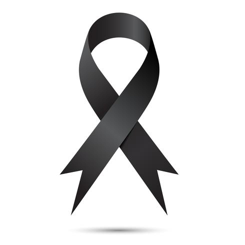 Black awareness ribbon isolate on white background, Vector illustration