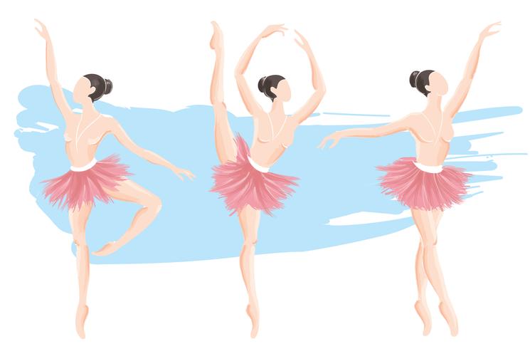 set of woman ballerina, ballet logo icon for ballet school dance studio vector illustration