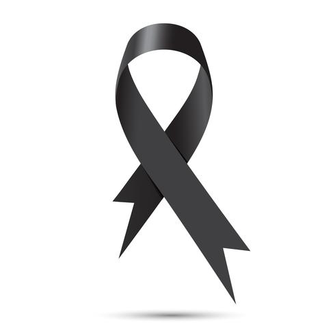 Black awareness ribbon isolate on white background, Vector illustration
