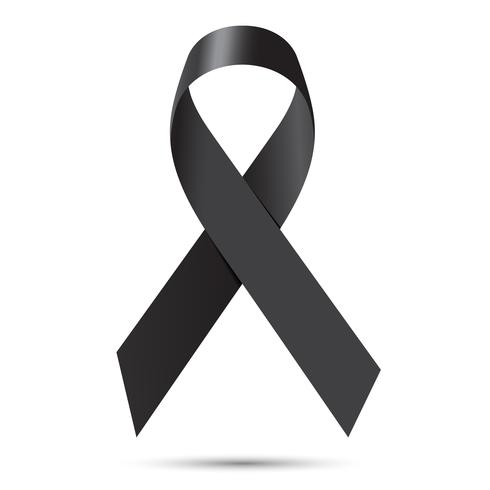 Black awareness ribbon isolate on white background, Vector illustration