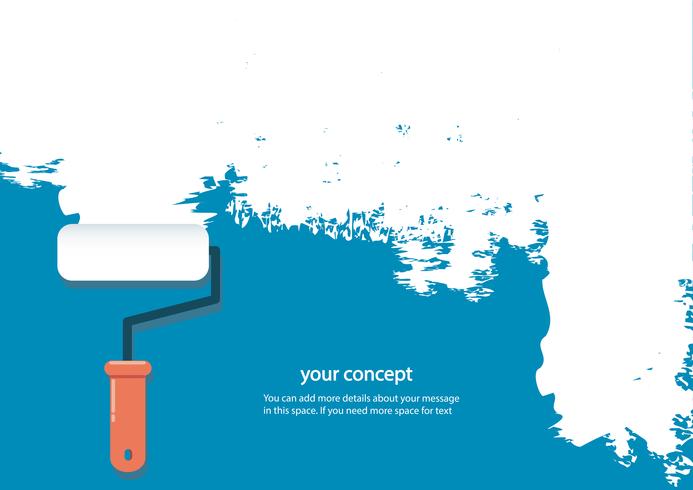 paint roller isolated with space for text and blue background vector