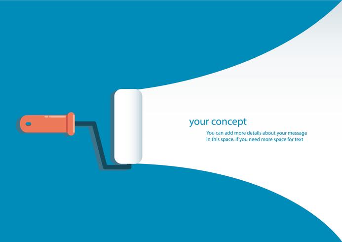 paint roller isolated with space for text and blue background vector