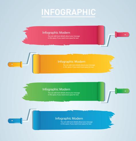 Rodillo de pintura con espacio para texto información gráfica Plantilla de vector con 4 opciones. Puede ser utilizado para la web, diagrama, gráfico, presentación, gráfico, informe, infografía paso a paso