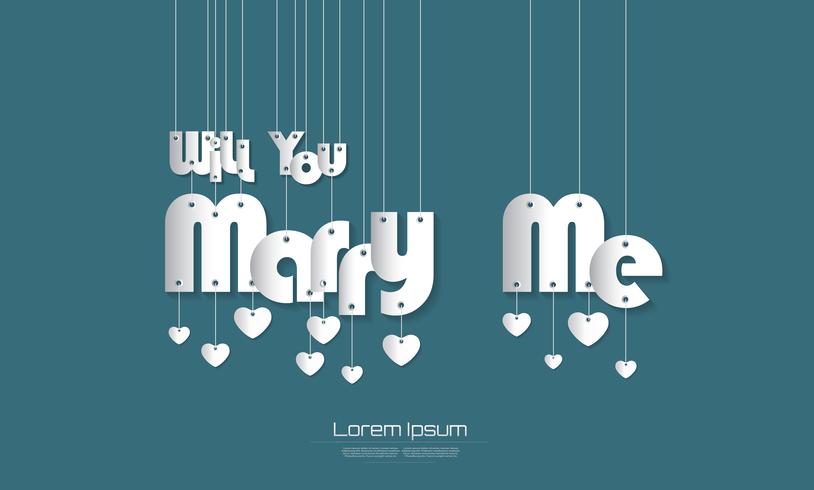 will you marry me text with Paper Cut style on  green background for you design. vector illustration