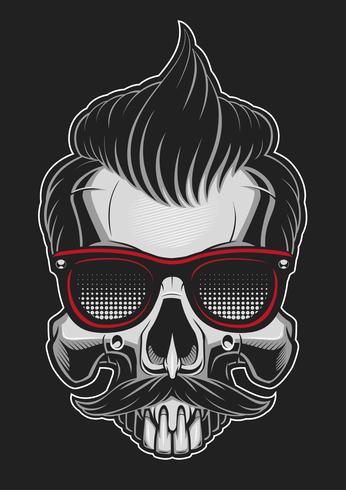 Hipster skull vector