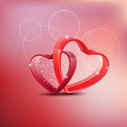 Beautiful happy valentine's day love card with Red Heart on Abtract Background. Vector