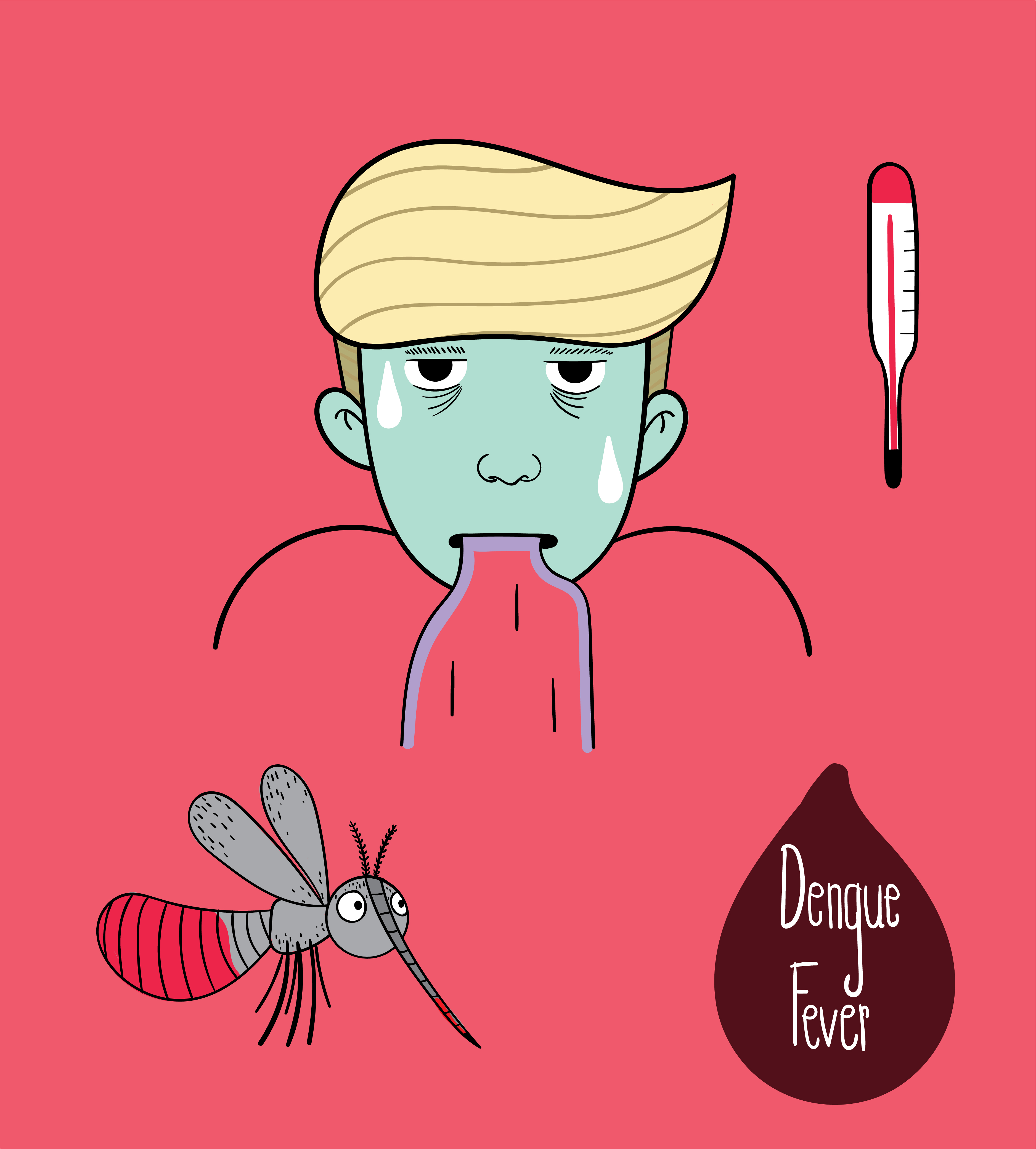 The male cartoon image is very serious with dengue fever. 536795 Vector Art  at Vecteezy