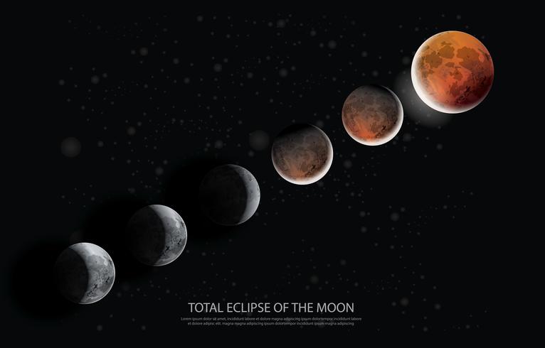 Eclipse total de la ilustración vectorial de la luna vector