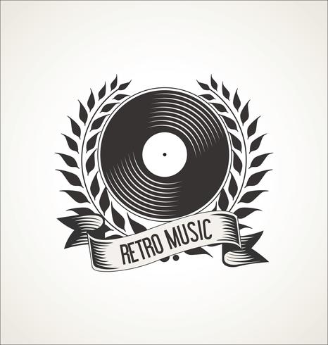 Retro vinyl records badges vector