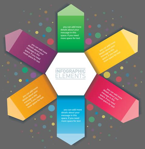 Arrow and hexagon infographic. Vector template with 6 options. Can be used for web, diagram, graph, presentation, chart, report, step by step infographics. Abstract background