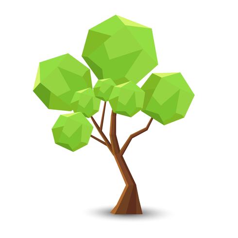 Árbol en estilo Lowpoly para su diseño, ilustración vectorial vector