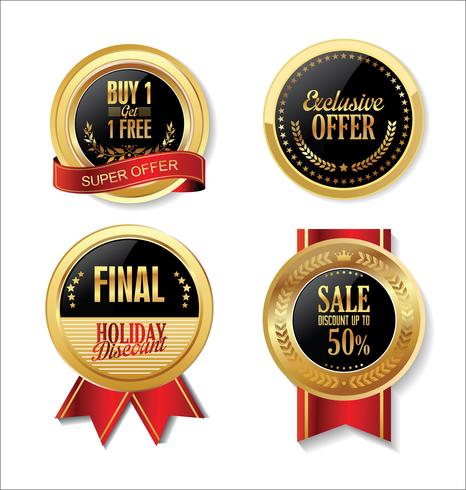 Luxury premium golden badges and labels vector