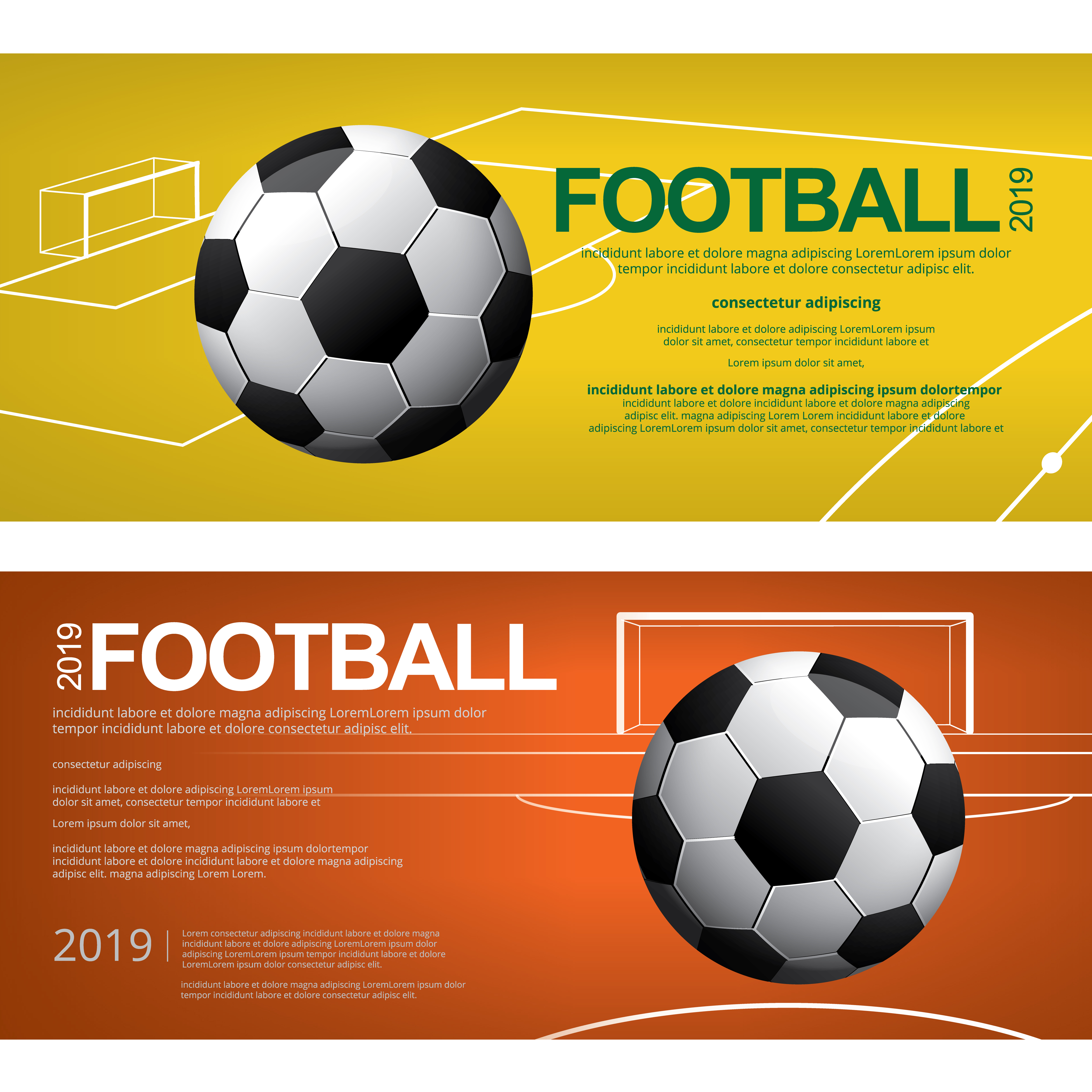 2 Banner Soccer Football Poster Vector Illustration 537008 Vector Art