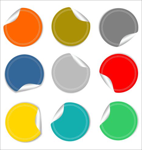 Empty Round stickers on white background collection vector