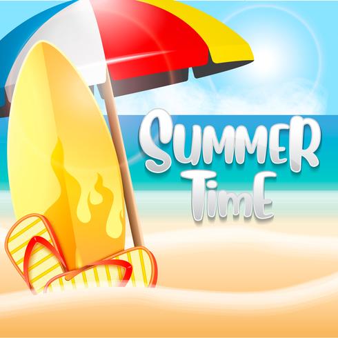 vacaciones de verano en la ilustración de fondo de playa vector