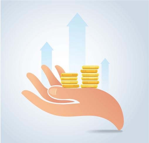 hand holding coins vector, business growth concept vector