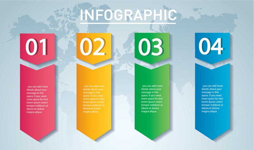 Arrow infographic concept. Vector template with 4 options, parts, stages, buttons. Can be used for web, diagram, graph, presentation, chart, report, step by step infographics. Abstract background