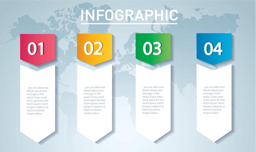 Concepto de infografía de flecha. Plantilla de vector con 4 opciones, partes, etapas, botones. Puede ser utilizado para web, diagrama, gráfico, presentación, gráfico, informe, infografía paso a paso. Fondo abstracto