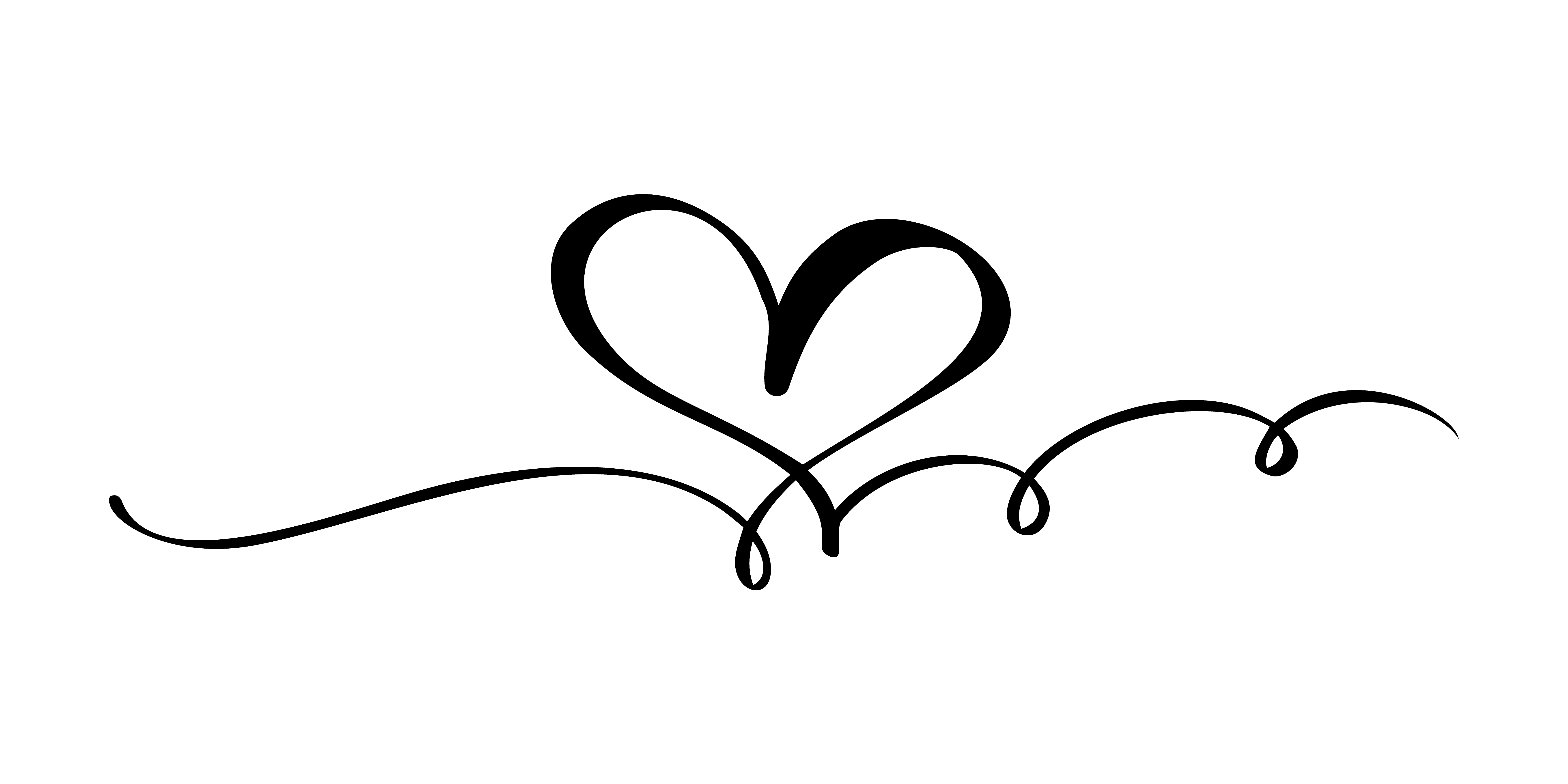 Hand drawn Heart love sign. Romantic calligraphy vector illustration