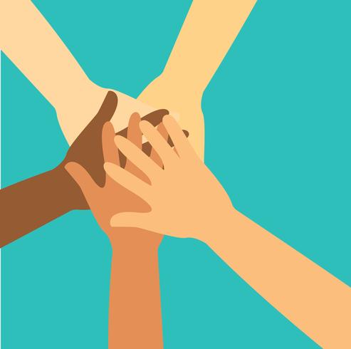 people putting their hands together vector