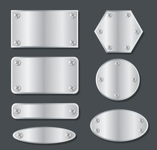 plate metal banner set vector illustration