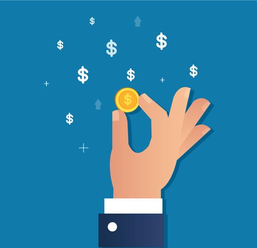 hand holding gold coin and Dollar icon vector, business concept vector