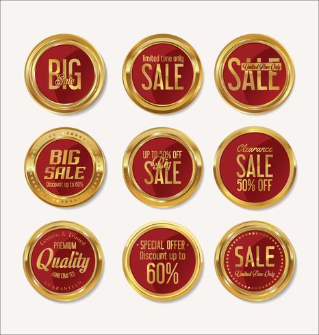 Golden sale labels retro vintage design collection vector