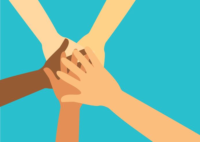 people putting their hands together vector