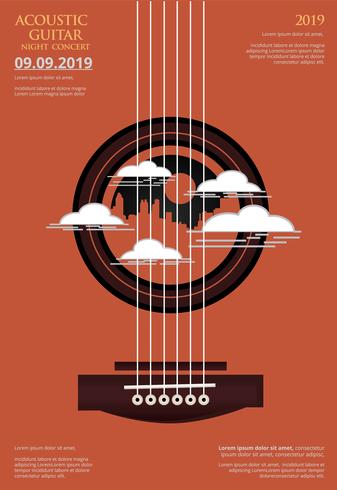 Ilustración de Vector de plantilla de fondo de cartel de concierto de guitarra