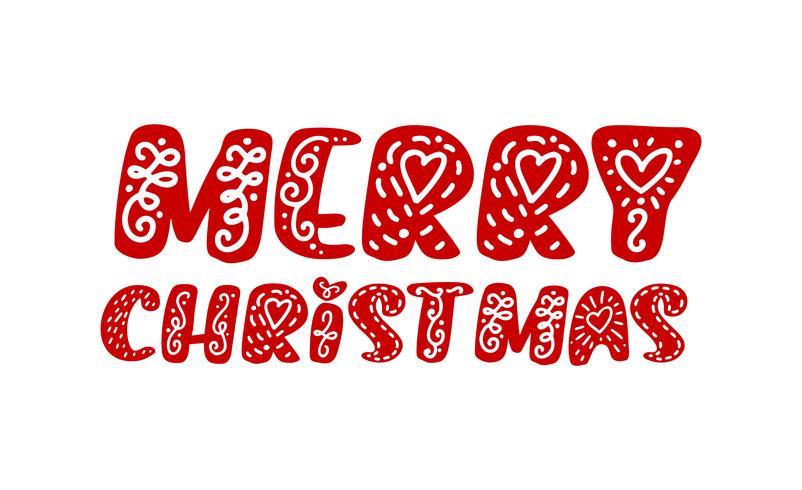 Merry Christmas hand drawn lettering text. Vector illustration Xmas calligraphy on white background. Isolated calligraphic element for banner, postcard, poster design greeting card