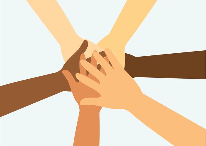 people putting their hands together vector