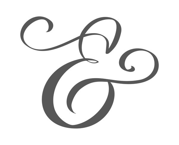 Ampersand decorativo personalizado aislado en blanco. Caligrafía escrita a mano, ilustración vectorial. Ideal para invitaciones de boda, tarjetas, pancartas, superposiciones de fotos vector