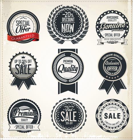 Colección de insignias y etiquetas retro vintage vector